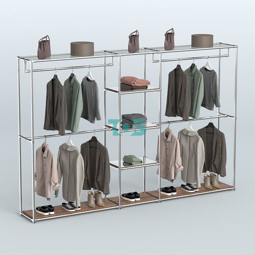 Торговая система ХРОМ без ДСП 3030 мм с зеркальными полками и поручнями №4