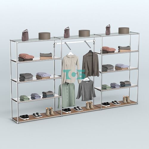 Торговая система ХРОМ без ДСП 3600 мм с зеркальными полками и поручнями №6