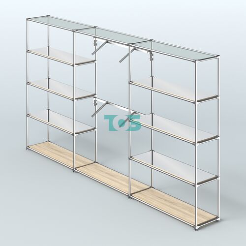 Торговая система ХРОМ без ДСП 3600 мм с зеркальными полками и поручнями №6