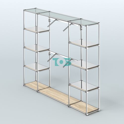 Торговая система ХРОМ без ДСП 2430 мм с зеркальными полками и поручнями №7