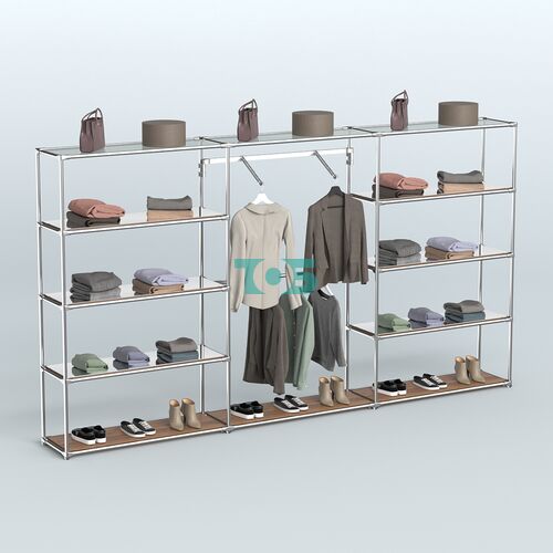 Торговая система ХРОМ без ДСП 3600 мм с зеркальными полками и поручнями №9