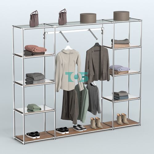 Торговая система ХРОМ без ДСП 2430 мм с зеркальными полками и поручнями №11