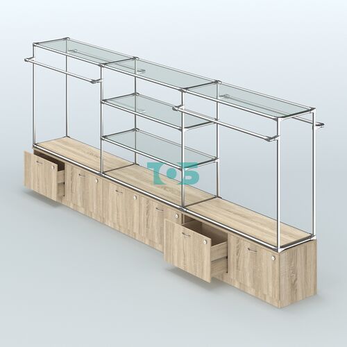 Островная торговая система ХРОМ 3600 мм с тумбами Т15 и поручнями №3