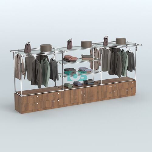 Островная торговая система ХРОМ 3600 мм с тумбами Т14, Т21 и поручнями №4