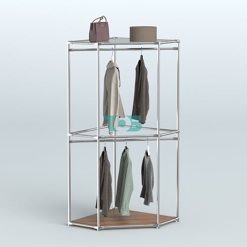 Угловой стеллаж Хром №5 с поручнями