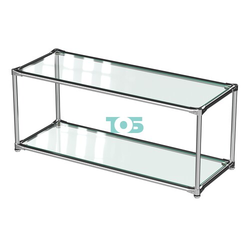 Хромированный стол-стеллаж СТИЛЬ №4г с прозрачным верхом