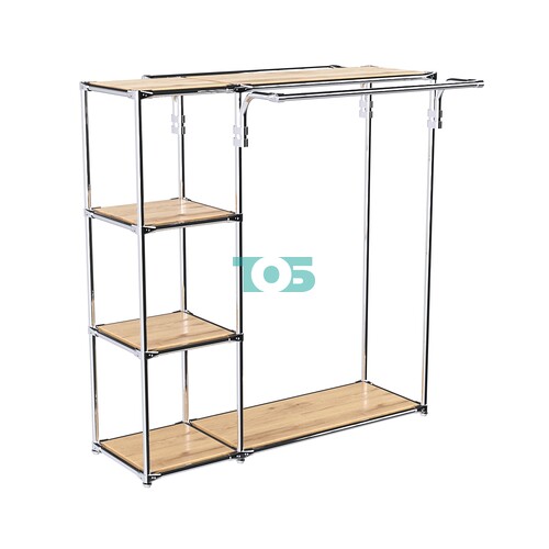 Хромированный стенд-вешало TD-42 №1-3 Хром с полками ДСП 16мм