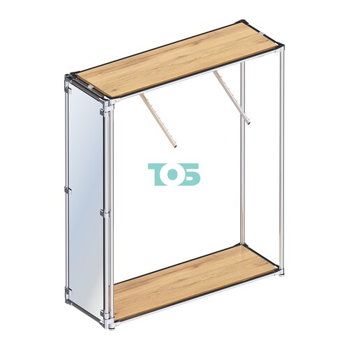 Хромированный стенд островной, торец-зеркало ZTD-12 №1-3 с полками ДСП 16 мм