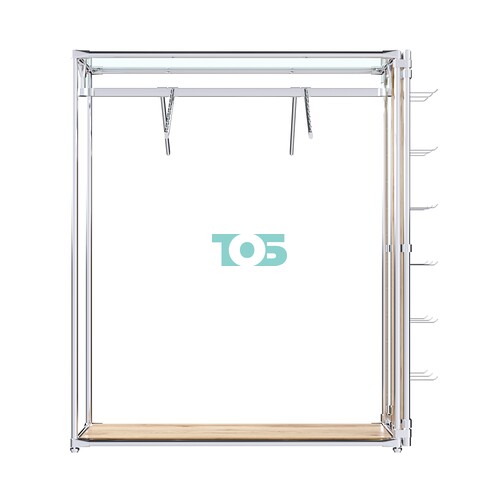 Хромированный стенд-вешало ETD-12 №1-1 (торец-ЭП) с полкой стекло 6мм (прозрачное)
