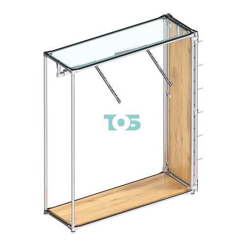 Хромированный стенд-вешало ETD-12 №1-1 (торец-ЭП) с полкой стекло 6мм (прозрачное)