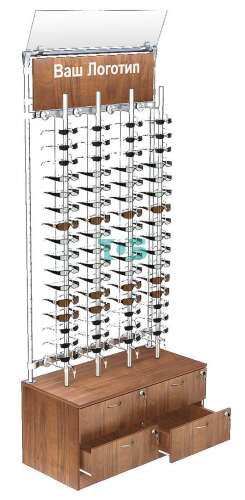 Торговая витрина для продажи очков без задней стенки №ВДПО-Т19-З с обзорным зеркалом (закрытый доступ)