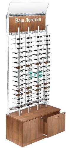 Торговая витрина для продажи очков без задней стенки №ВДПО-Т20-З с обзорным зеркалом (закрытый доступ)