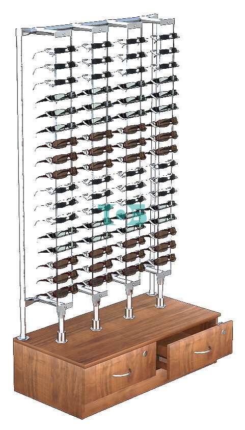 Пристенный стенд для продажи очков без задней стенки №ПСДПО-ОД-Т28-Д24 (открытый доступ)