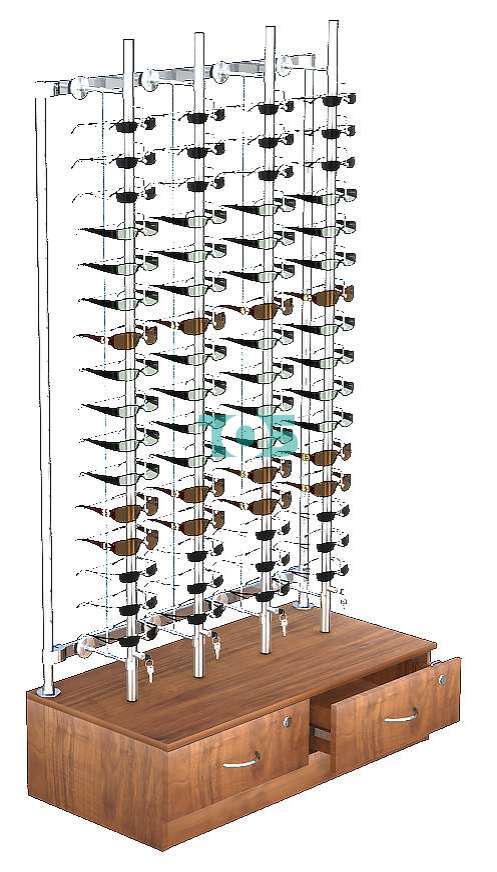 Пристенный стенд для продажи очков без задней стенки №ПСДПО-ЗД-Т28-D-102 (закрытый доступ)