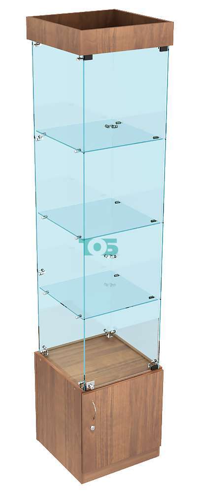 Высокая квадратная стеклянная витрина с верхней подсветкой для продажи сувениров серии SOUVENIR ВСВ-СУВ-ИС-02