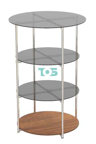 Хромированный стенд с круглыми полками из стекла с тонировкой для сувенирной продукции серии SOUVENIR СУВ-СФ-02