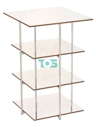 Хромированный стенд с квадратными зеркальными полками для сувенирной продукции серии SOUVENIR СУВ-EX-04