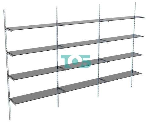 Система ГЛОБАЛ с двенадцатью полками из тонированного стекла №16 (3600 мм)