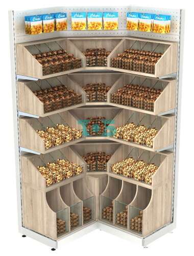 Угловой металлический стеллаж с 46 ячейками под конфеты и орехи NUT №6