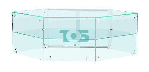 Настольная мини - витрина внешнего угла с одной полкой для выпечки и кондитерских изделий №14-1