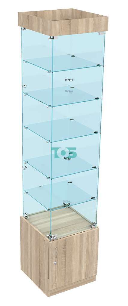 Высокая стеклянная витрина с хромированными замками для магазина хлеба и выпечки ХВ-ИС-502