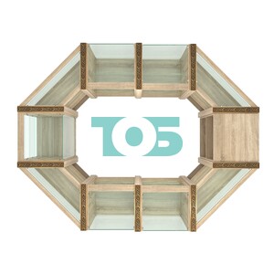 Торговый островок с прозрачными полками и молдингами №2 (4,72 кв.м)