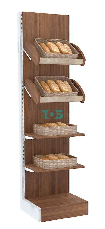 Торговый стеллаж малый для продажи хлеба серии BAKERY с полками - корзинами №5