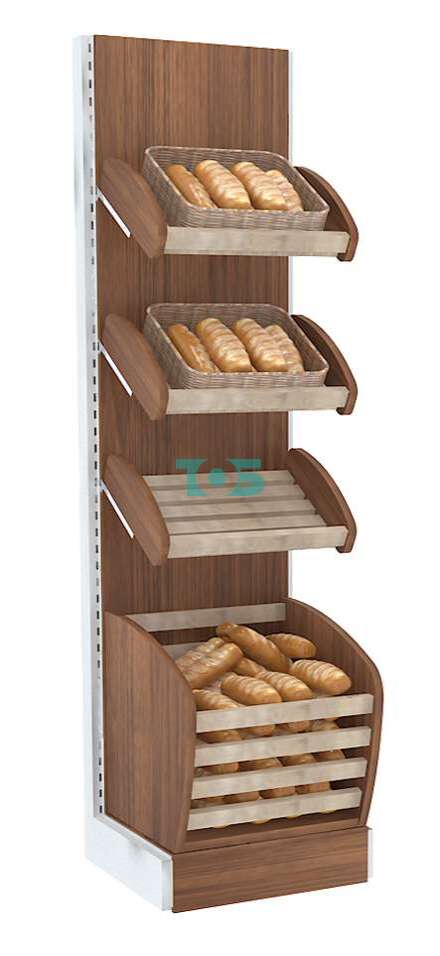 Малый стеллаж для продажи хлеба серии BAKERY с нижней корзиной - накопителем №3