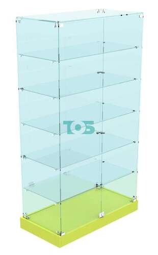 Витрина стеклянная с пятью прозрачными полками для магазина детской одежды ЛАЙМ ХП-505