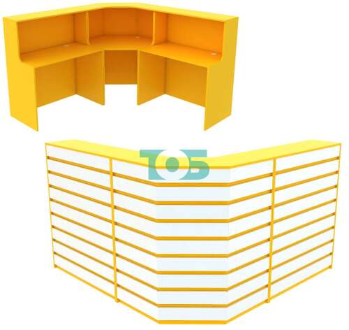 Ресепшен желтого цвета угловой большой серии СОЛНЕЧНЫЙ СВЕТ с фасадными декорами №5