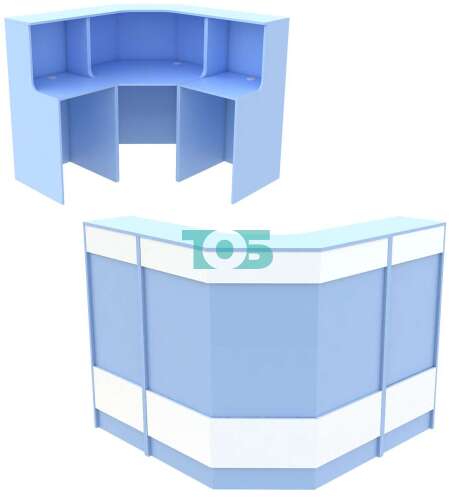 Ресепшен голубого цвета Г-образный серии ГОЛУБОЙ ГОРИЗОНТ с фасадными панелями №4