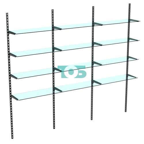 Настенная система с 12-ю прозрачными полками для одежды ЛОФТ №10 (2700мм)