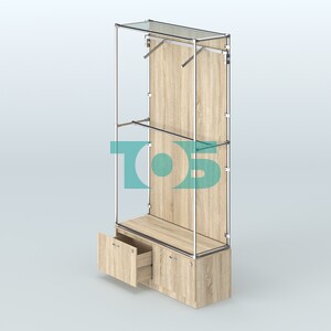 Торговая система ХРОМ (задняя стенка - ДСП) 1200 мм №4-3 с тумбой Т-15 и поручнями