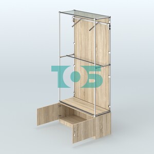 Торговая система ХРОМ (задняя стенка - ДСП) 1200 мм №4-4 с тумбой Т-21 и поручнями