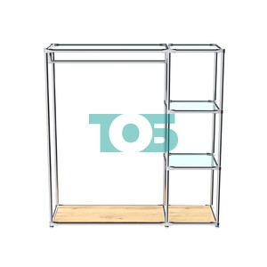 Хромированный стенд-вешало TD-40 №1-1 Хром с полками стекло 6мм