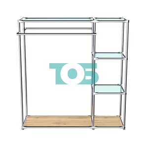 Хромированный стенд-вешало TD-41 №1-1 Хром с полками стекло 6мм