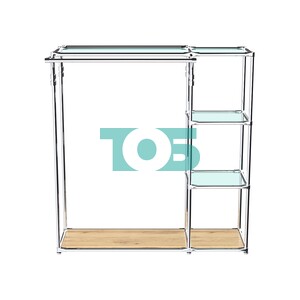 Хромированный стенд-вешало TD-42 №1-1 Хром (с прозрачными полками стекло 6мм)