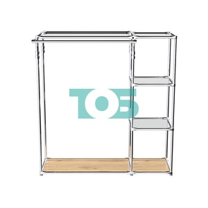 Хромированный стенд-вешало TD-42 №1-4 Хром с полками Зеркало 4мм