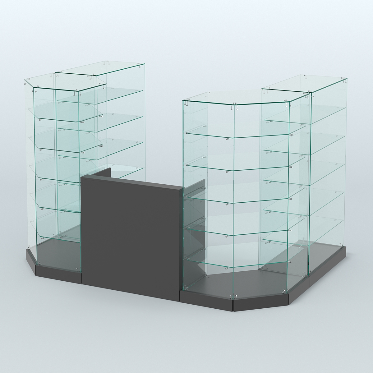 Торговый стеклянный павильон Абсолют №2 (открытый) (4.13 кв.м) Черный