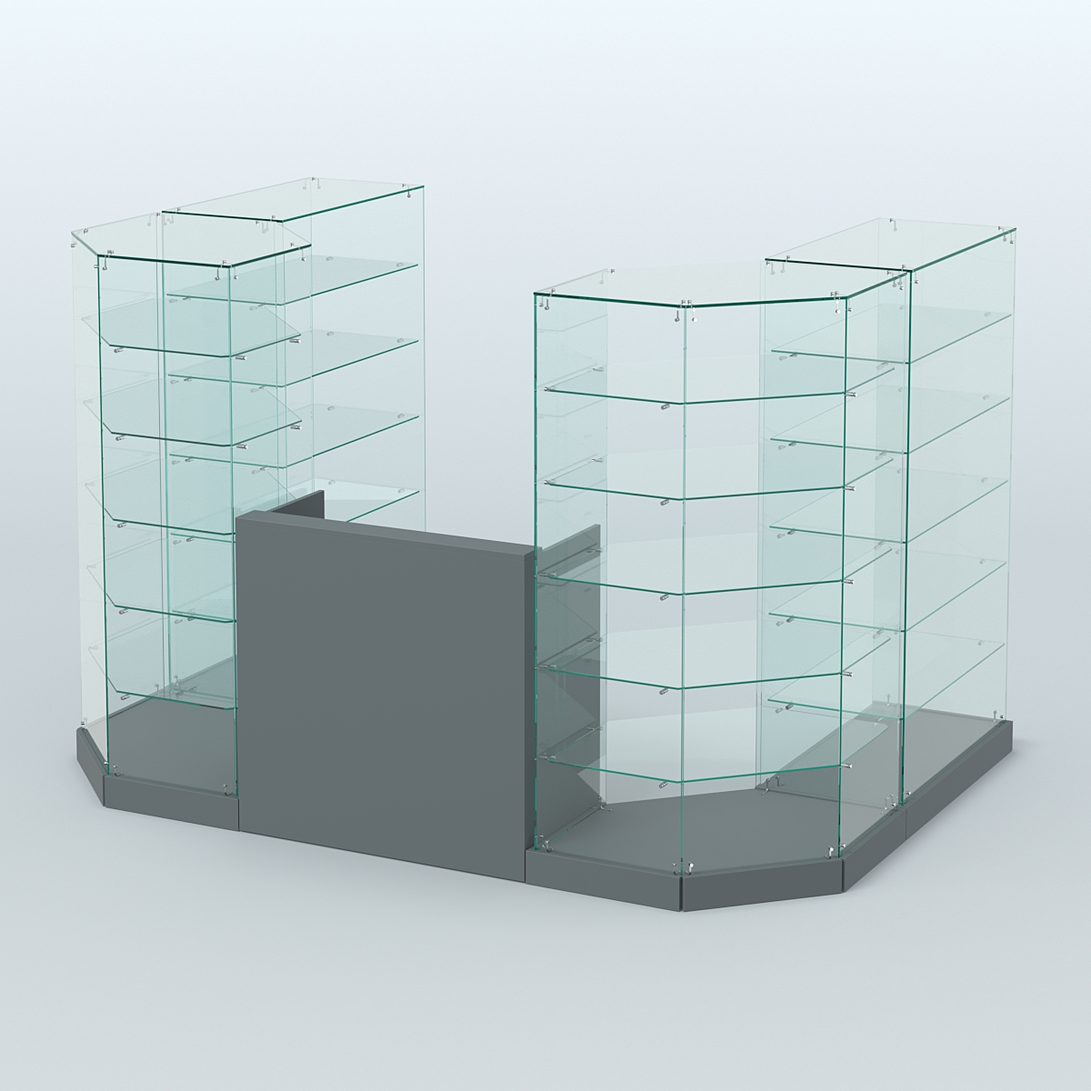 Торговый стеклянный павильон Абсолют №2 (открытый) (4.13 кв.м) Темно-Серый