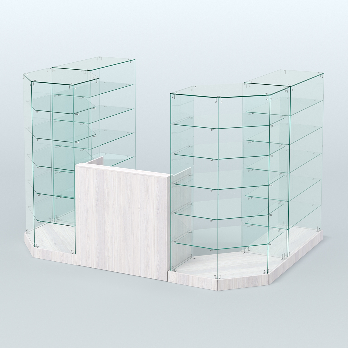 Торговый стеклянный павильон Абсолют №2 (открытый) (4.13 кв.м) Ясень Анкор светлый