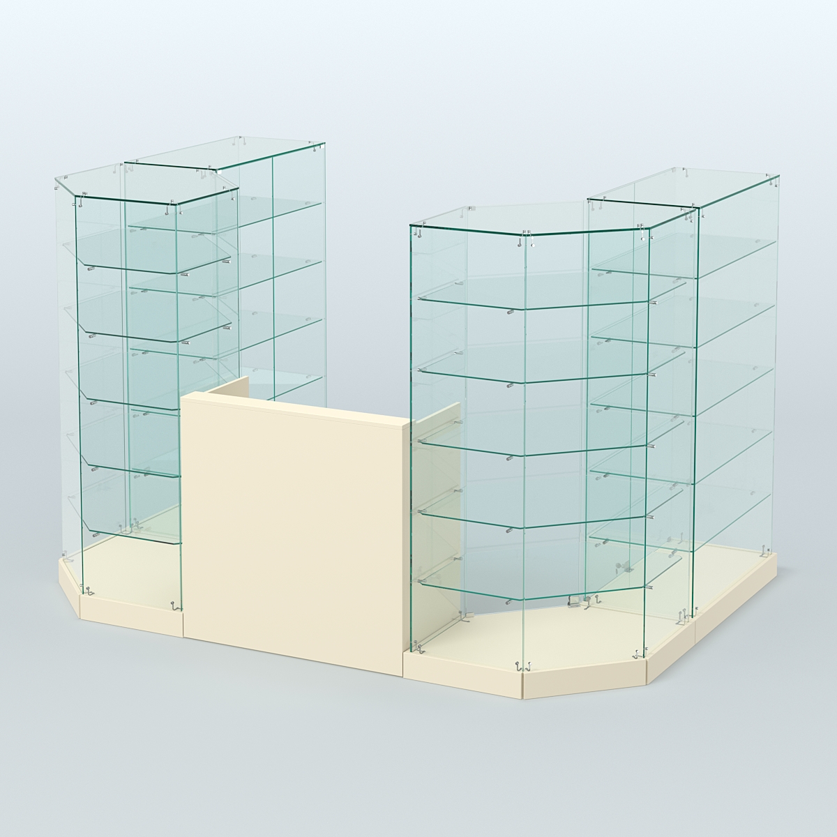 Торговый стеклянный павильон Абсолют №2а (закрытый) (4.13 кв.м) Крем Вайс