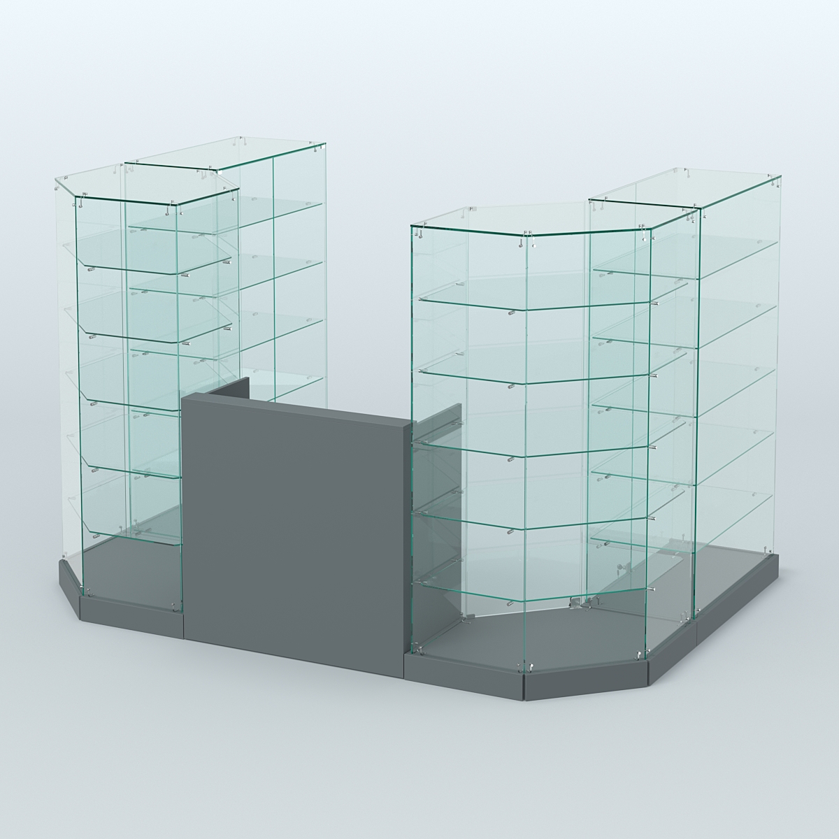 Торговый стеклянный павильон Абсолют №2а (закрытый) (4.13 кв.м) Темно-Серый