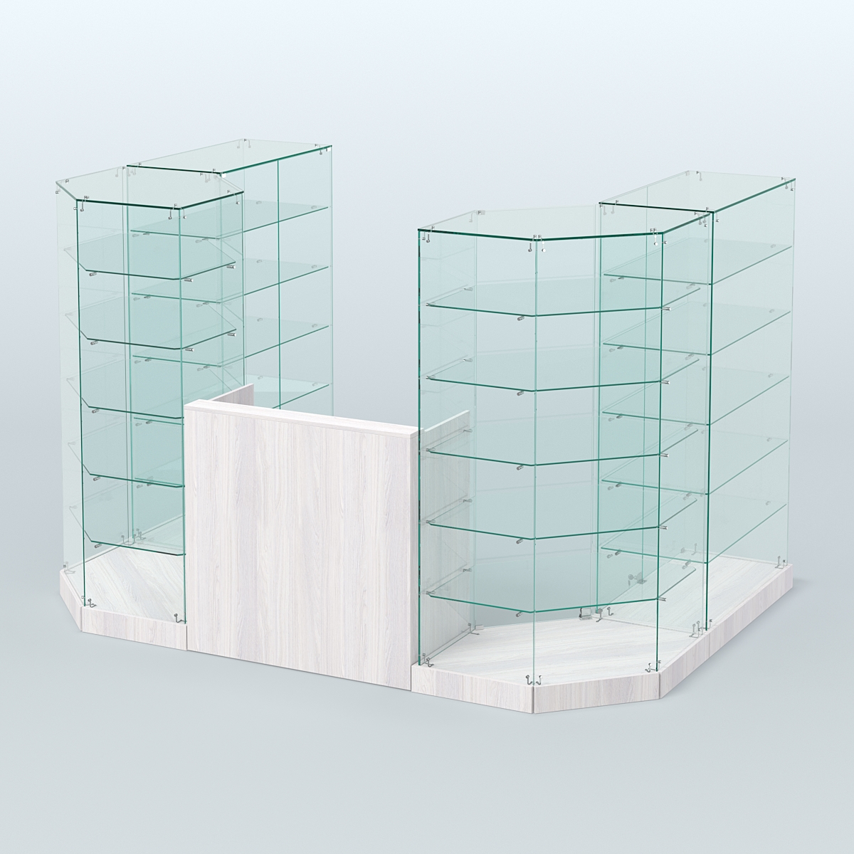 Торговый стеклянный павильон Абсолют №2а (закрытый) (4.13 кв.м) Ясень Анкор светлый