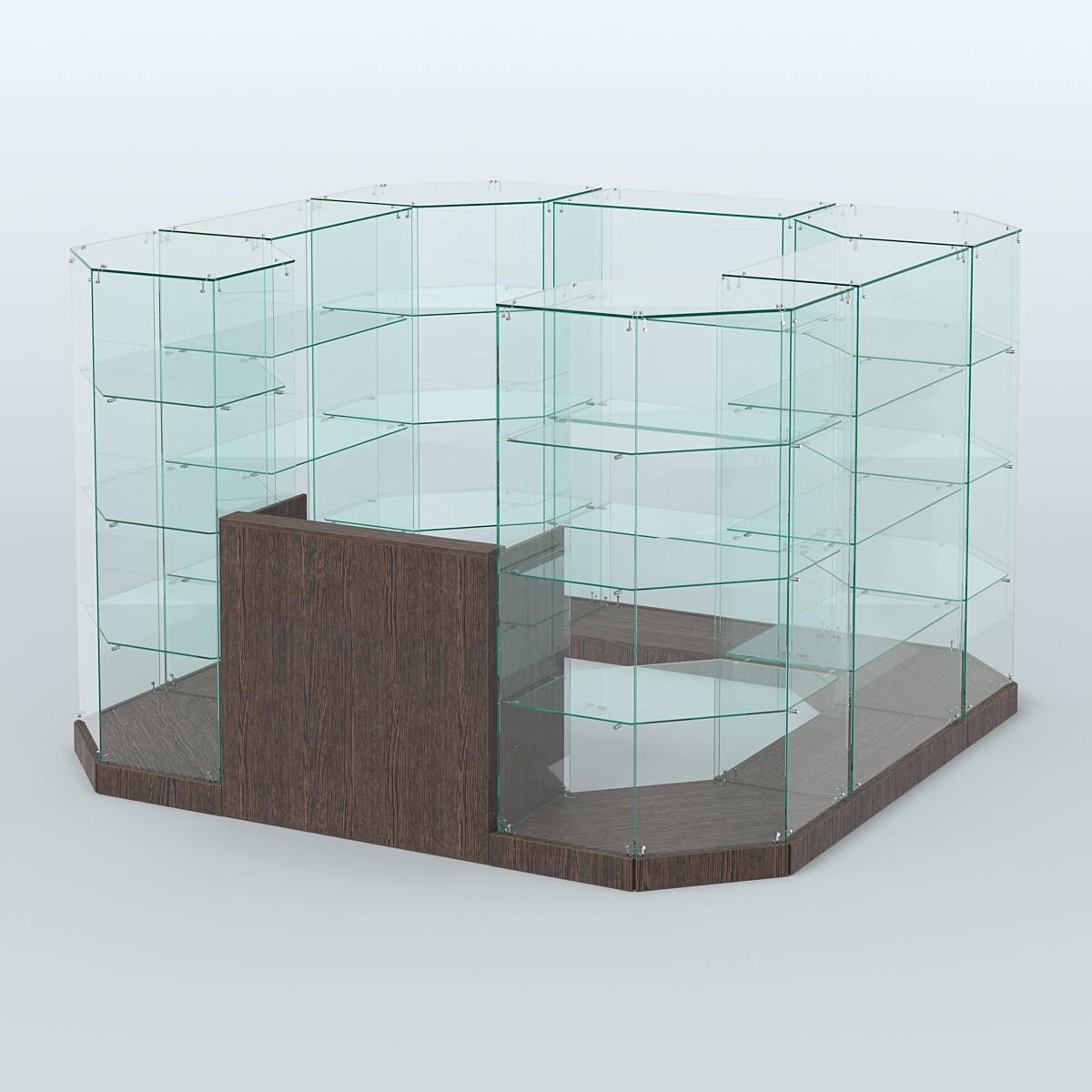 Торговый стеклянный павильон Абсолют №3 (открытый) (6, 05 кв.м) Дуб Венге