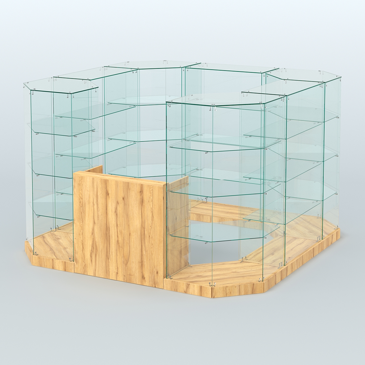 Торговый стеклянный павильон Абсолют №3 (открытый) (6, 05 кв.м) Дуб Золотистый