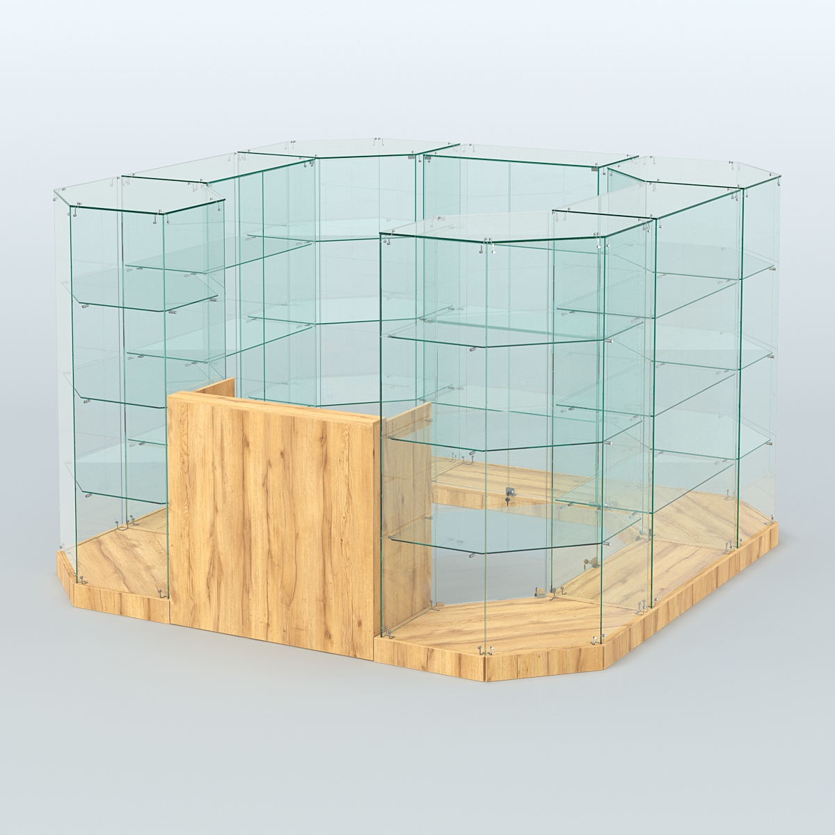 Торговый стеклянный павильон Абсолют №3а (закрытый) (6, 05 кв.м) Дуб Золотистый