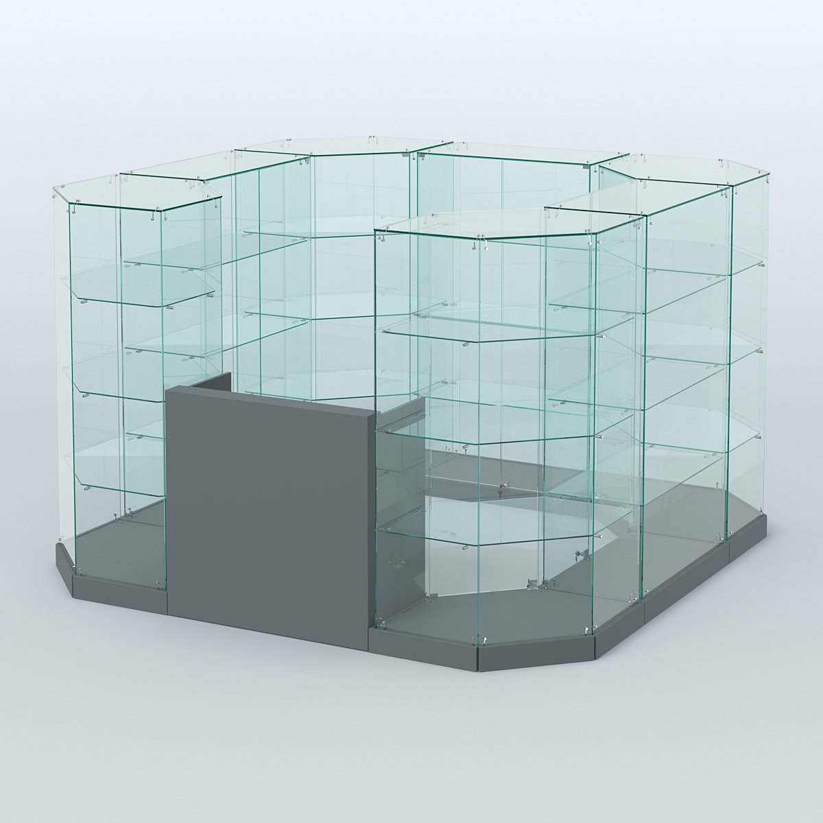 Торговый стеклянный павильон Абсолют №3а (закрытый) (6, 05 кв.м) Темно-Серый