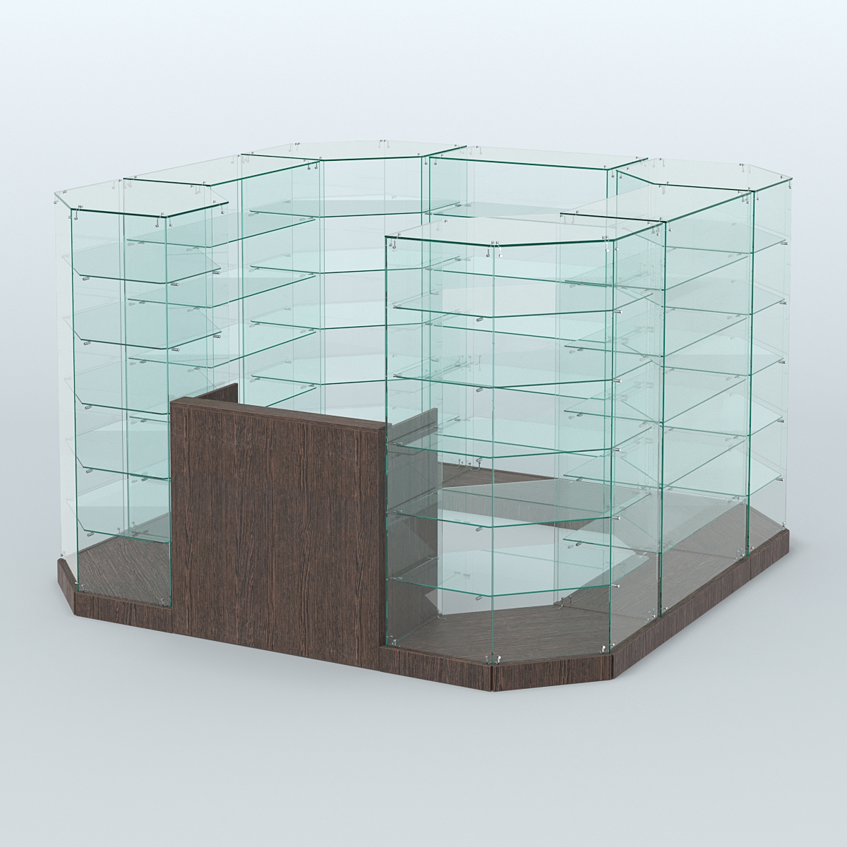 Торговый стеклянный павильон Абсолют №4 (открытый) (6, 05 кв.м) Дуб Венге