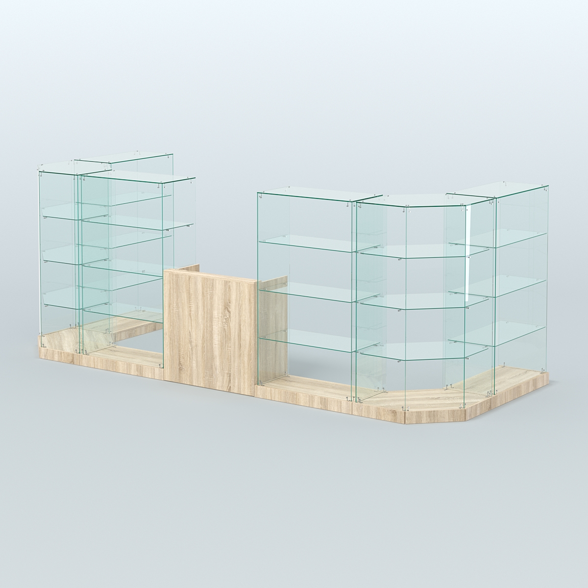 Торговый стеклянный павильон Абсолют №5 (открытый) (7, 15 кв.м) Дуб сонома